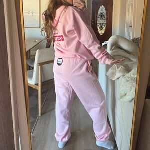 White Fox pink and red matching sweatsuit